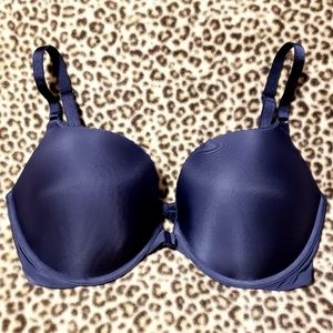 2014 Victoria's Secret Navy Front Snap Closure Push-Up Bra, Size 36DD, Like New